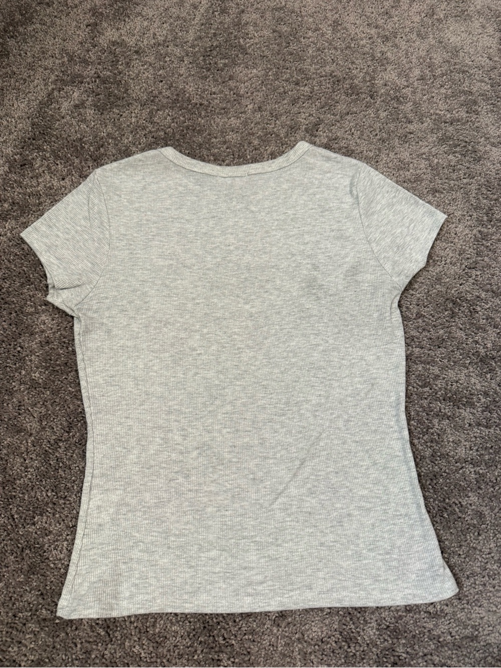 Grey Manhattan New York Ribbed Tee W/Red Lettering Size Large - Picture 3 of 3